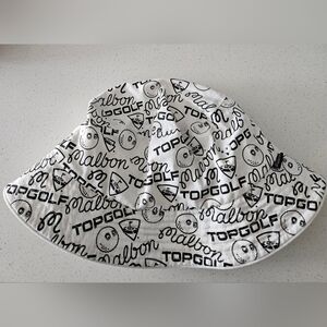 HTF RARE Malbon X TOPGOLF Limited Edition Black & White Golf Printed Bucket Hat